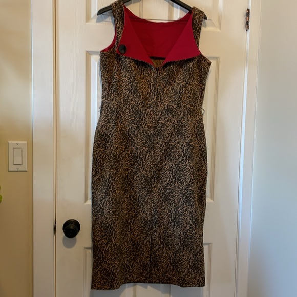 Tatyana by Bettie Page 1950s leopard wiggle pencil dress mad men pinup retro - Picture 7 of 8